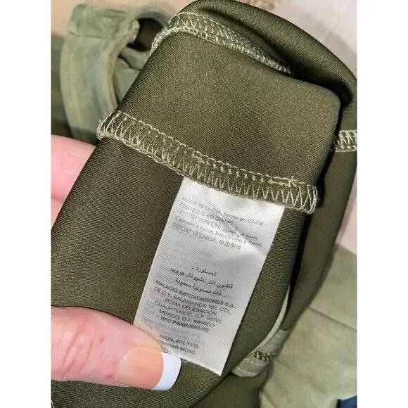 bebe GUC size Large Front Zip Velvet Like Feel Olive Green Jumpsuit - Picture 7 of 12